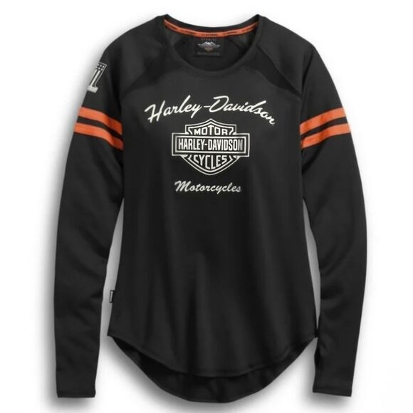 Harley-Davidson Black Crewneck Long Sleeve Performance Coolcore® Top - Picture 1 of 16